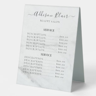Plaque De Table Panneaux de liste de prix élégants Monogramme pour