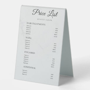 Plaque De Table Panneaux de liste de prix élégants Monogramme pour