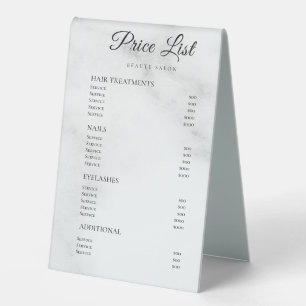 Plaque De Table Panneaux de liste de prix élégants Monogramme pour