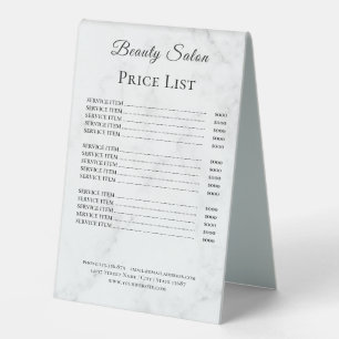 Plaque De Table Panneaux de liste de prix élégants Monogramme pour