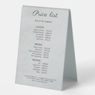 Plaque De Table Panneaux de liste de prix élégants Monogramme pour