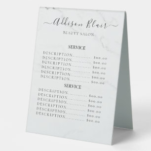 Plaque De Table Panneaux de liste de prix élégants Monogramme pour