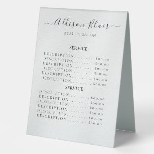 Plaque De Table Panneaux de liste de prix élégants Monogramme pour