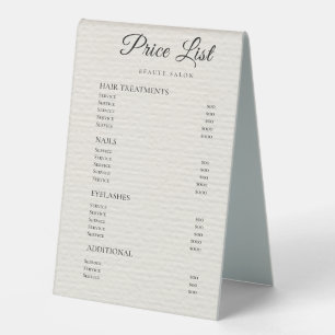 Plaque De Table Panneaux de liste de prix élégants Monogramme pour