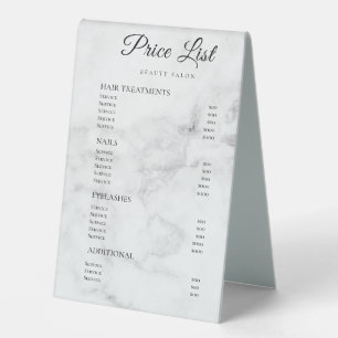 Plaque De Table Panneaux de liste de prix élégants Monogramme pour