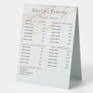Plaque De Table Panneaux de liste de prix élégants Monogramme pour