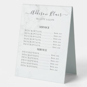 Plaque De Table Panneaux de liste de prix élégants Monogramme pour