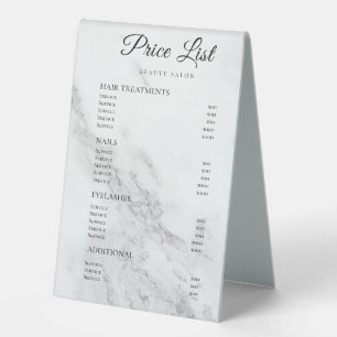 Plaque De Table Panneaux de liste de prix élégants Monogramme pour