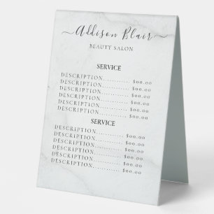 Plaque De Table Panneaux de liste de prix élégants Monogramme pour