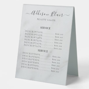 Plaque De Table Panneaux de liste de prix élégants Monogramme pour