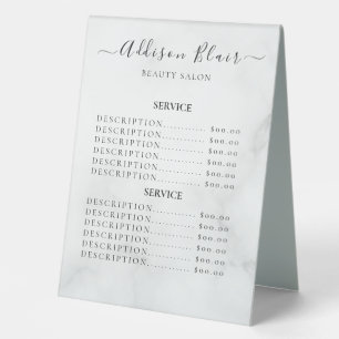 Plaque De Table Panneaux de liste de prix élégants Monogramme pour