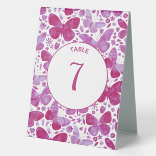 Plaque De Table Papillon Aquarelle Numéro rose
