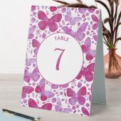 Plaque De Table Papillon Aquarelle Numéro rose (En SItu (Tableau))