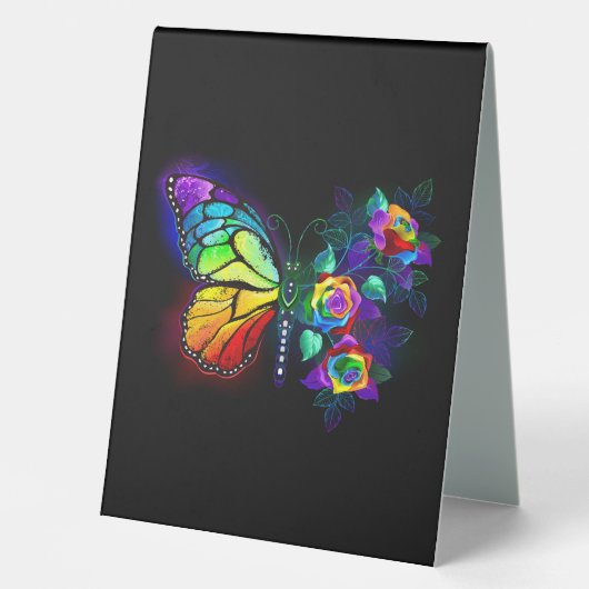 Plaque De Table Papillon arc-en-ciel (Recto)