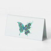 Plaque De Table Papillon aux plumes de paon vert (Verso)