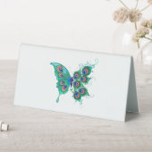 Plaque De Table Papillon aux plumes de paon vert (En SItu (Tableau))