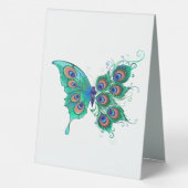 Plaque De Table Papillon aux plumes de paon vert (Verso)