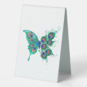 Plaque De Table Papillon aux plumes de paon vert (Verso)