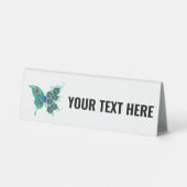 Plaque De Table Papillon aux plumes de paon vert (Verso)
