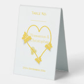 Plaque De Table Papillon jaune Mariage de conception cardiaque (Recto)