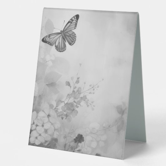 Plaque De Table Papillon noir et blanc (Recto)