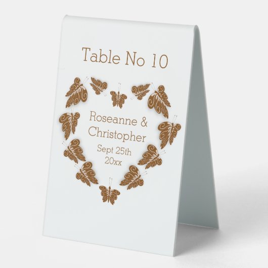 Plaque De Table Papillons couleur chocolat Mariage design (Recto)