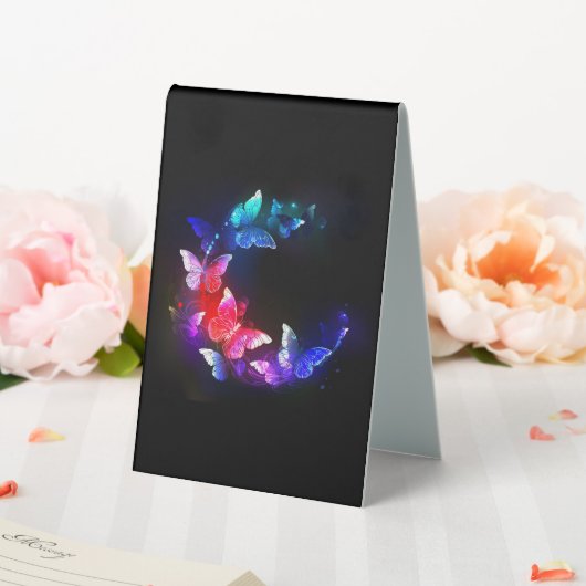 Plaque De Table Papillons de nuit Neon brillants sur arrière - pla (In SItu (Mariage))