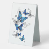 Plaque De Table Papillons volants bleus Morpho (Verso)