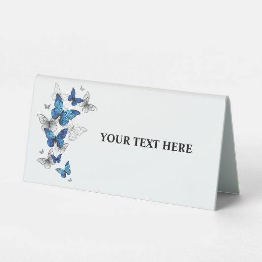 Plaque De Table Papillons volants bleus Morpho (Recto)