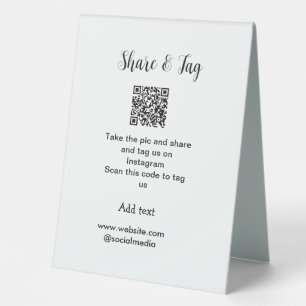 Plaque De Table Partager et marquer sur Instagram scan QR ajouter 