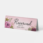Plaque De Table Partie nuptiale réservée rose violet floral (Verso)