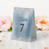 Plaque De Table Parties scintillant argentée bleu clair Numéro de (In SItu (Mariage))