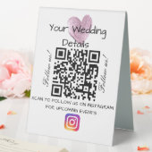 Plaque De Table Parties scintillant cardiaque rose mariage qr code (In SItu (Mariage))