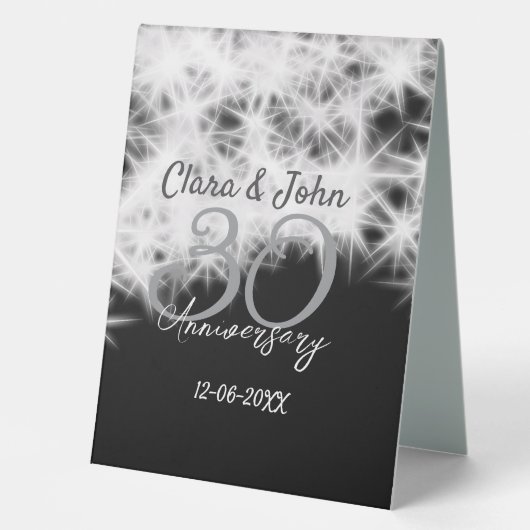 Plaque De Table Parties scintillant d'anniversaire du 30e mariage (Recto)