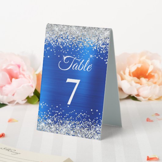 Plaque De Table Parties scintillant d'argent Royal Blue Foil Numér (In SItu (Mariage))