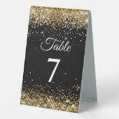 Plaque De Table Parties scintillant d'or Noir Élégant Numéro de ta (Verso)