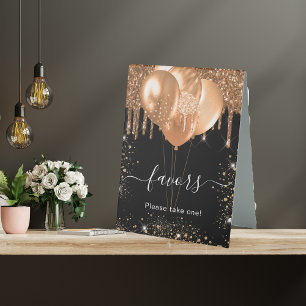 Plaque De Table Parties scintillant d'or noir gouttes faveurs pann