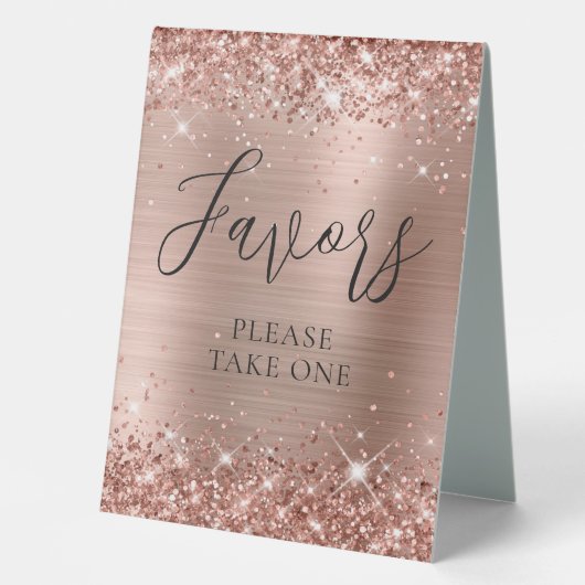 Plaque De Table Parties scintillant d'or rose et mariage Foil Fave (Recto)