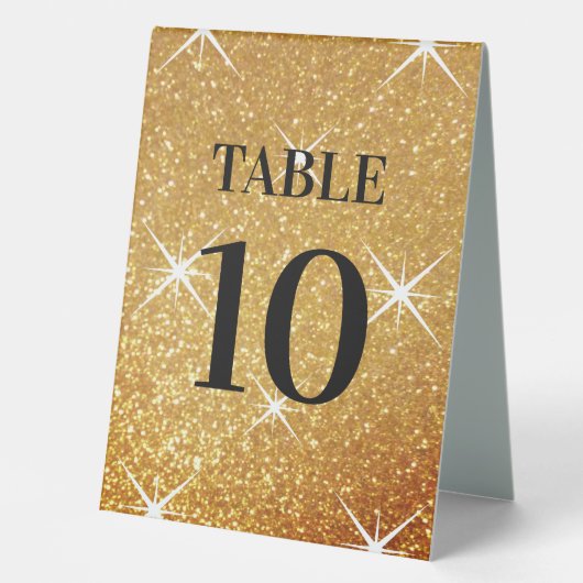 Plaque De Table Parties scintillant d'or scintillant numéro de tab (Recto)