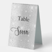 Plaque De Table Parties scintillant en argent calligraphie table s (Recto)