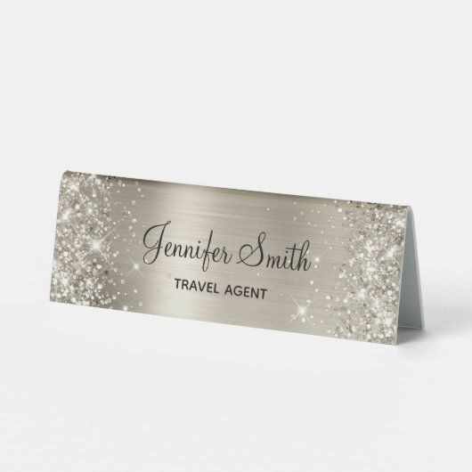 Plaque De Table Parties scintillant en platine pour fille et plaqu (Verso)