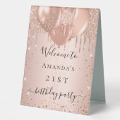 Plaque De Table parties scintillant rose or rousse fête d'annivers (Recto)