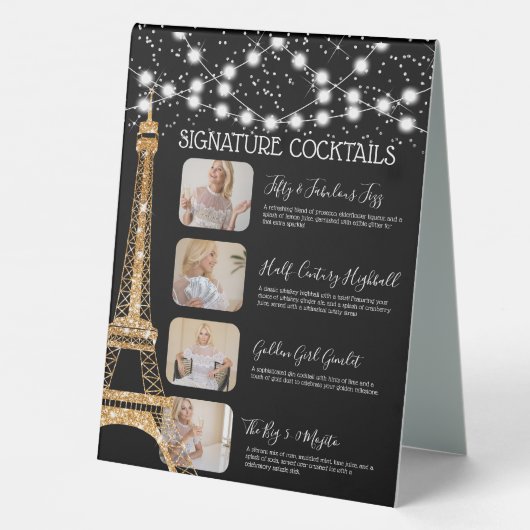Plaque De Table Parties scintillant Tour Eiffel Lumières Signature (Verso)