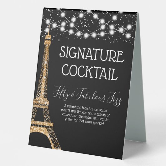 Plaque De Table Parties scintillant Tour Eiffel Lumières Signature (Recto)