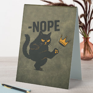 Plaque De Table Pas De Rois En Amérique Chat Noir Drôle Kicking Cr