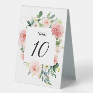 Plaque De Table Pastel Blush rose Floral Numéro de tableau