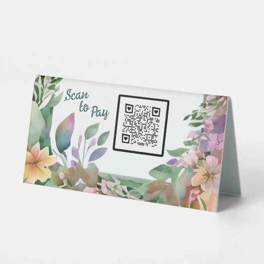 Plaque De Table Pastel Fleur sauvage Code QR d'entreprise Numérisa (Recto)