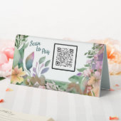 Plaque De Table Pastel Fleur sauvage Code QR d'entreprise Numérisa (In SItu (Mariage))