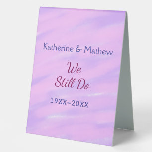 Plaque De Table Pastel rose violet Vow renouvellement anniversaire