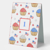 Plaque De Table Patriotic Cupcakes & Stars Numéro de tableau (Recto)